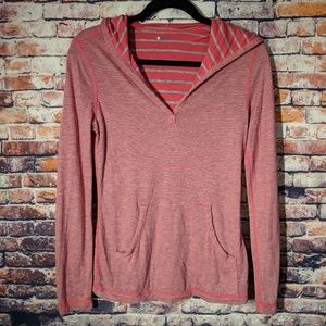 Three dots red and gray long sleeve hoodie small